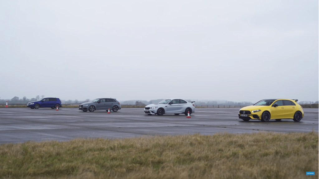 AMG A45 S vs BMW M2 vs Golf R vs Audi RS3 – kto wygra drag?